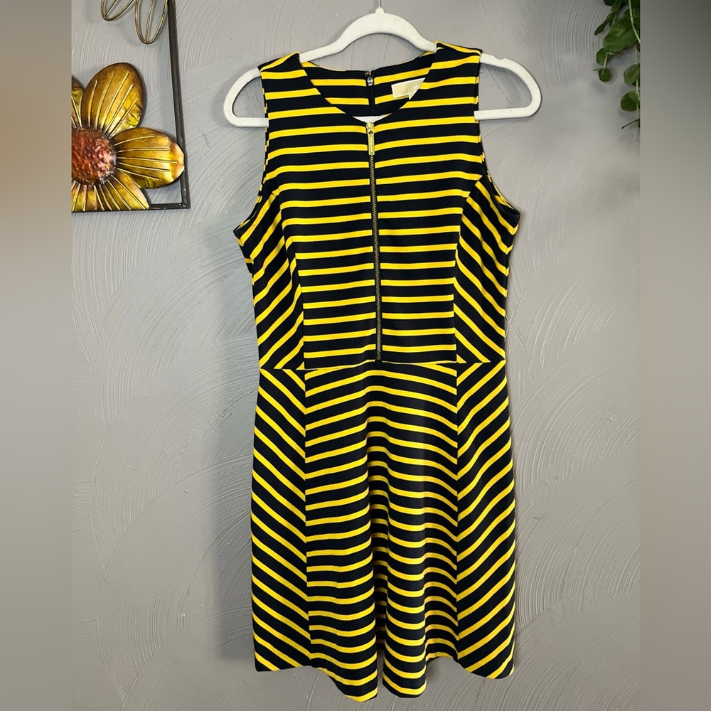 MICHAEL Michael Kors Yellow‎ and Black Striped Dress